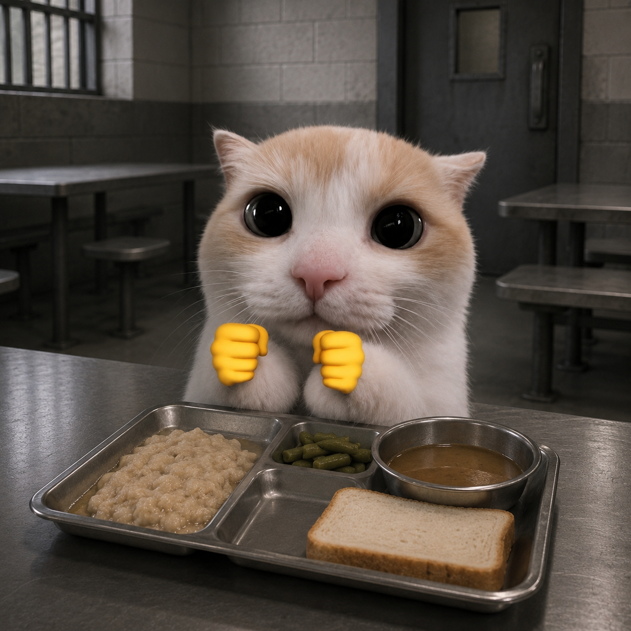 Cat at the tray